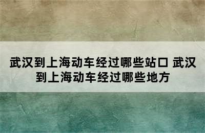 武汉到上海动车经过哪些站口 武汉到上海动车经过哪些地方